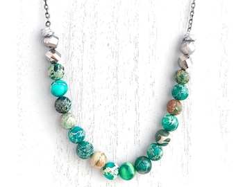 Imperial Jasper Rainbow Stone Beaded Necklace