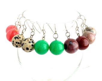 Round Ball Semi-Precious Stone Earrings