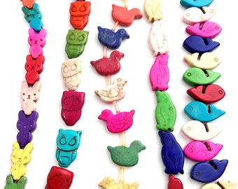 Dyed Howlite Stone Animal Beads