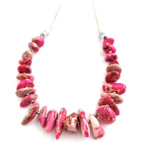 Pink Imperial Jasper Stone Spikes Necklace
