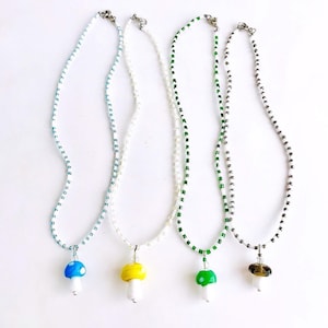 Colorful Mushroom Beaded Necklaces