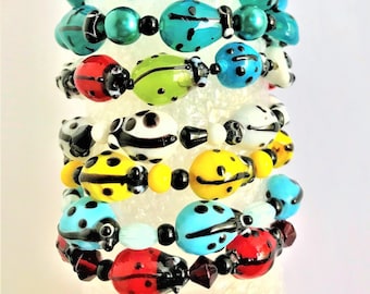 Ladybug Beaded Bracelets for Girls