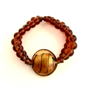 Brown & Golden Swirl Bead Layered Bracelet