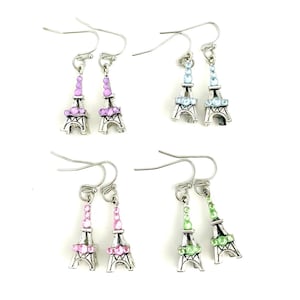 Eiffel Tower Rhinestone Charm Earrings