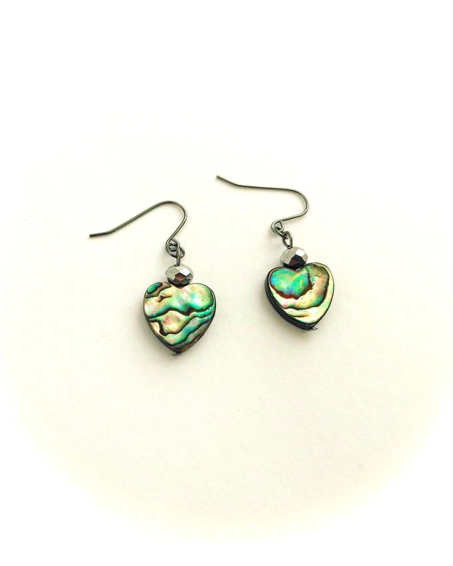 Abalone Shell Hearts Earrings