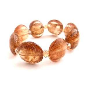 Peach & Gold Lampwork Glass Beads Bracelet