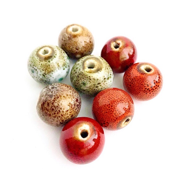 Round Glazed Ceramic Beads Mix