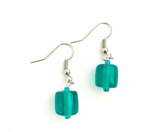 Teal Glass Beads Earrings