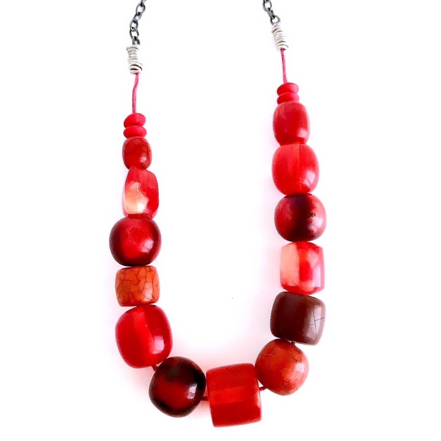 ★HAS★ HU003 Red beads ball necklace Amazon.com: EVER FAITH Red Beads Strand Necklaces for Women