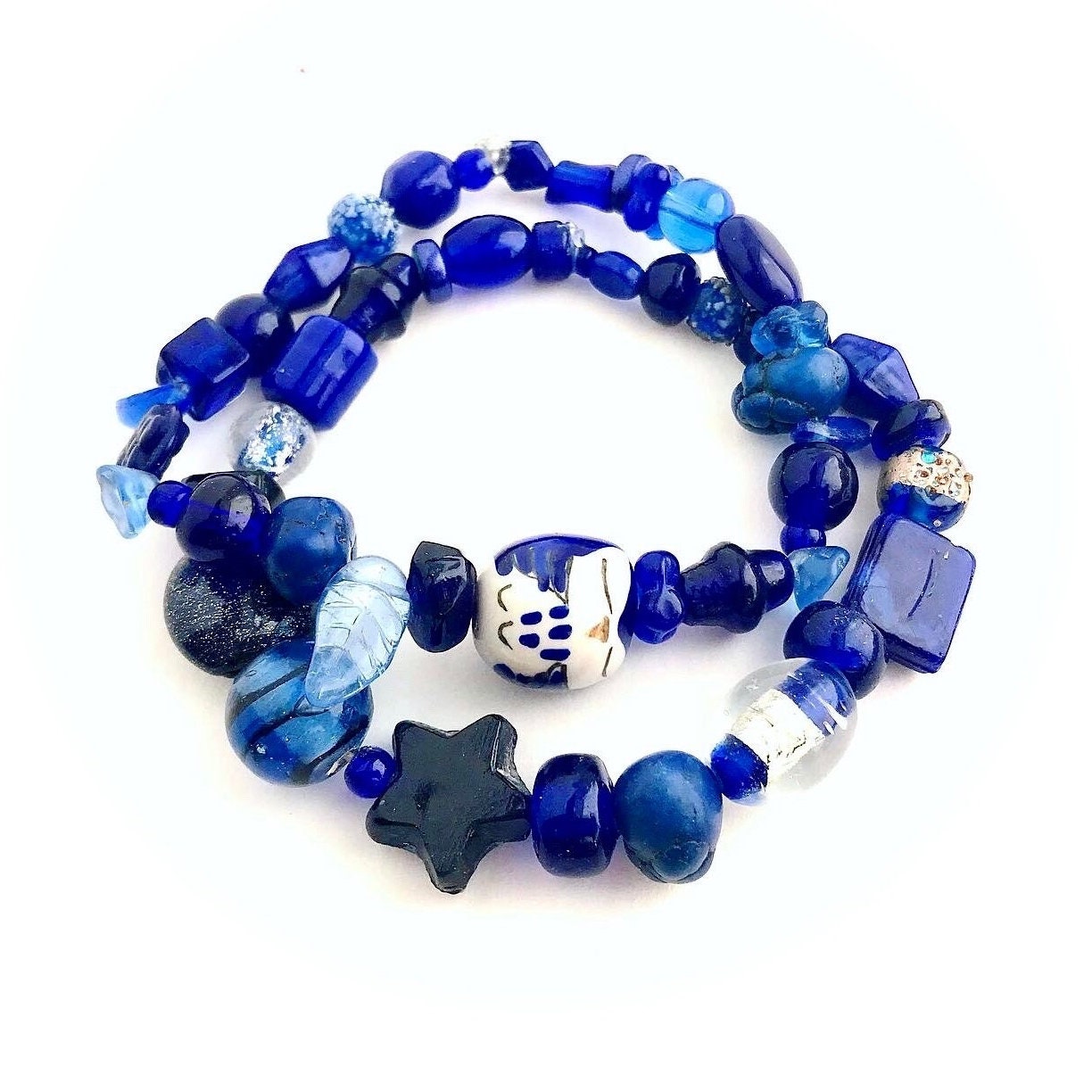Dark Blue Sleepy Owl Mix Bracelet Set