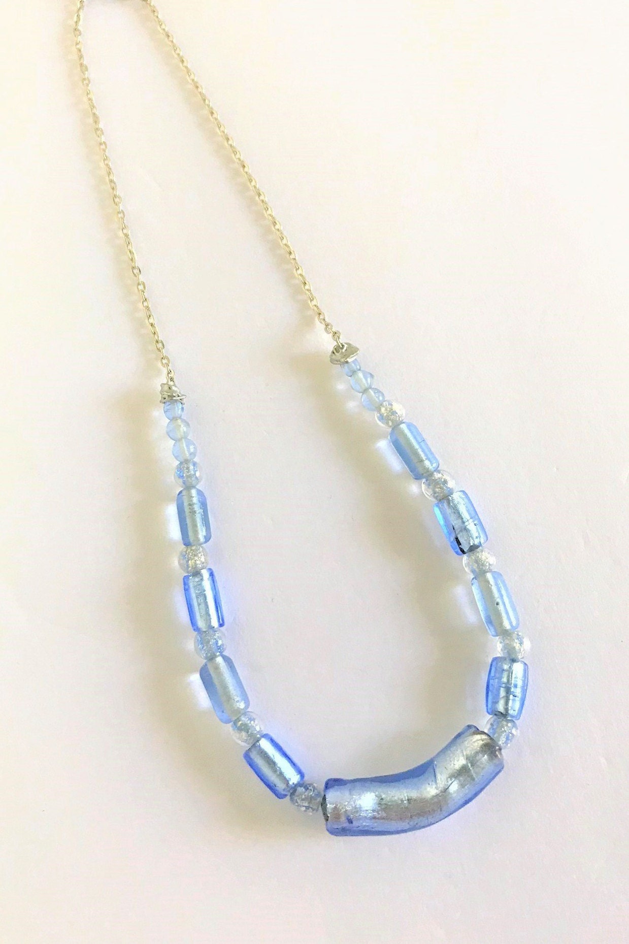 Sky blue beads necklace store