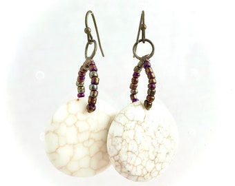 White Howlite Stone Earrings