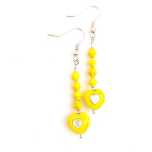 Yellow Heart Beads Earrings