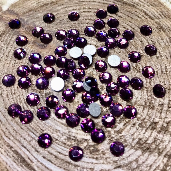 100 pcs Genuine Swarovski Flatback Crystals 2028 Xilion Rose SS 12 Amethyst Foiled Back Non Hotfix