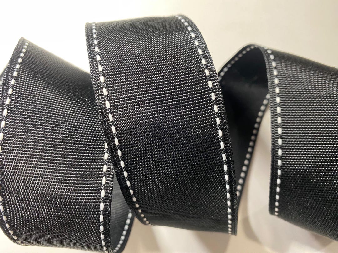One Way Ribbed 5 Yards 1 1/2 Inch Wide High Quality Double Sided Black Ribbed With ...