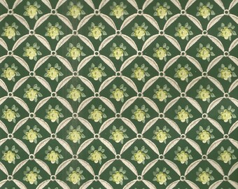 Vintage 1940's Wallpaper by the yard - dark green