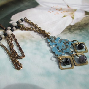 Vintage Repurposed necklace with Patina brass focal