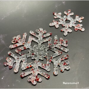 Two Pink, Red, Clear SnowFlakes, Fused Glass Snowflakes, Icy SnowFlake Ornament, Handmade Glass Snow Flakes Sun-Catcher, Snowflake Set