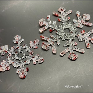 Two Pink, Red, Clear SnowFlakes, Fused Glass Snowflakes, Icy SnowFlake Ornament, Fused Glass Snow Flakes Sun-Catcher, Snowflake Set