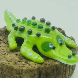 Glass Alligator, Fused Glass Alligator, Handmade glass Alligator, Gator Sculpture