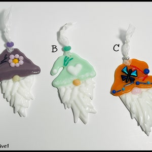 Gnome Ornament Glass Handmade Gnome Fused Glass Ornament