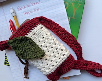 Crochet Phone Pouch Pattern: Cross Charm & Apple Tote Designs (PDF Download