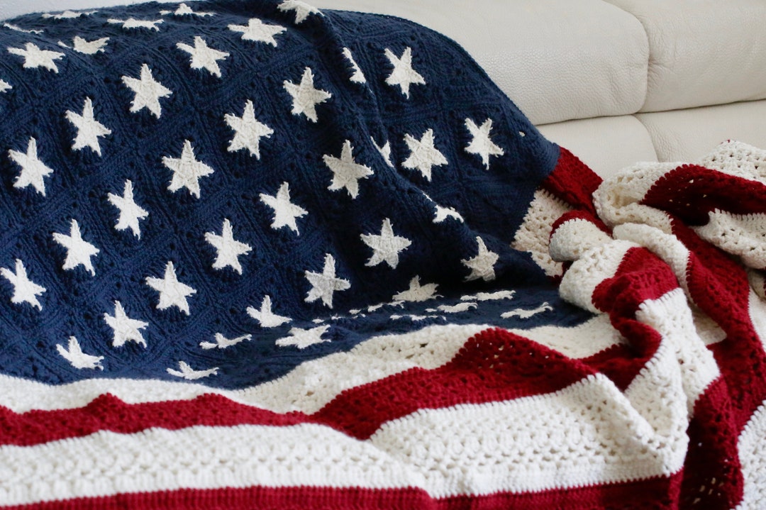 American Flag Blanket Crochet Pattern Boho Granny Diverse Etsy