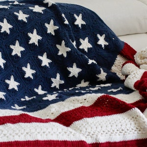 American Flag Blanket Crochet Pattern, Boho Granny, Diverse Stitch, Patriotic Crochet American Flag Afghan **PDF Pattern Download ONLY**