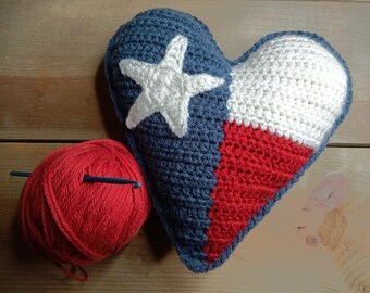 Texas Flag Pillow Pattern, SMALL Patriotic Crochet Pdf Pattern Download, Sm Texas Heart Flag Plush *Pdf Pattern Download Only* Texas Pride