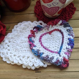 Valentines Heart Coaster Crochet Pattern Instant Pdf Pattern Download Valentines Coaster Crochet Heart Pattern