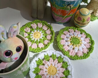 Mandala Cup Cozy Crochet Coaster Pattern: Holiday Coasters (PDF Pattern)