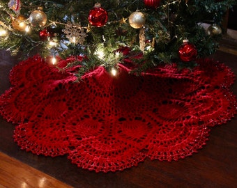 Cranberry Pineapple Crochet Christmas Tree Skirt PATTERN, Listing for **PDF Pattern Download ONLY** See other listing for finished skirt.