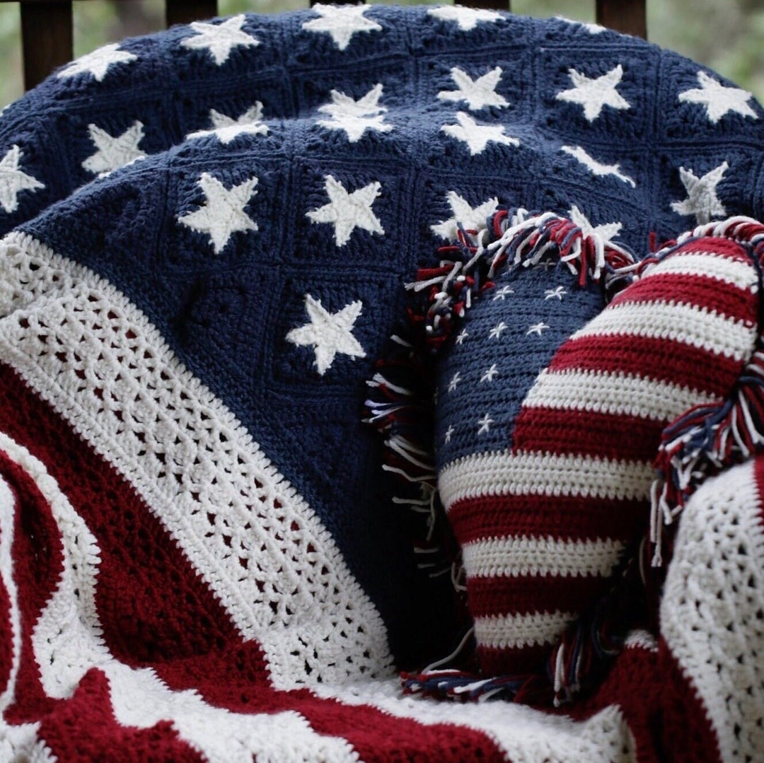 American Flag Blanket Crochet Pattern: Boho Granny Afghan (PDF Pattern