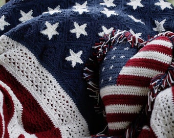 American Flag Blanket Crochet Pattern, Boho Granny, Diverse Stitch, Patriotic Crochet American Flag Afghan **PDF Pattern Download ONLY**