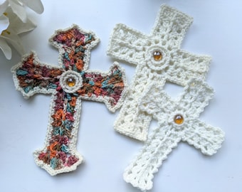 Crochet Jeweled Cross Pattern: Dragons Tear, Easter Decor (PDF Download)