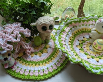 Lotus Mandala Crochet Pattern: Seasonal Doily, Stool Cover (PDF Pattern)