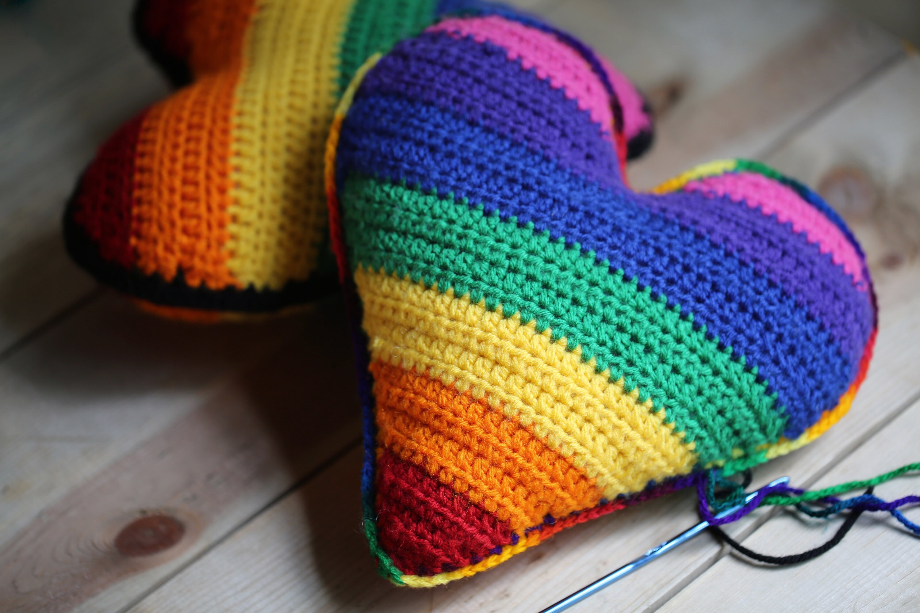 Rainbow Pillow Plush Small Crochet Rainbow Cushion Etsy
