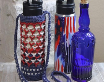 Water Bottle & Wine Bottle Holder, Crochet Bottle Carrier, Beer Bottle Tote, Crochet Bottle Holder Instant PDF Crochet Pattern File