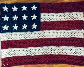 Boho Granny Mini American Flag Pattern, Instant Pdf Crochet Pattern Download