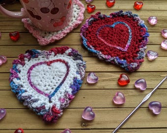 Valentines Heart Coaster Crochet Pattern (PDF Download)