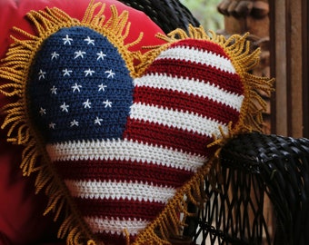 American Flag Pillow Pattern, MEDIUM Patriotic Crochet Pdf Pattern Download, *Medium American Heart Flag Plush *Pdf Pattern Download Only*