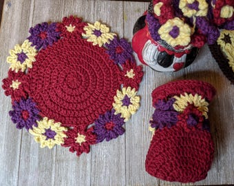 Flower Pattern Bundle Washcloth Crochet Patterns Instant (PDF Download)