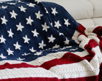 5 American Flag Crochet Pattern Bundle, Boho Granny Blanket, Diverse St Doily, Americana Patriotic Crochet **5 pdf Pattern Downloads ONLY**