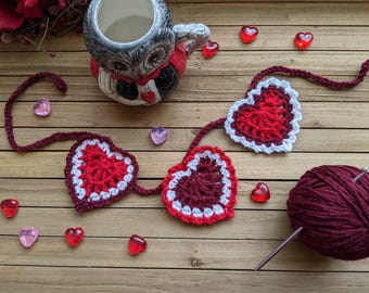 Crochet Heart Ornament Garland Pattern: Lacy Valentine Bunting (PDF Download)