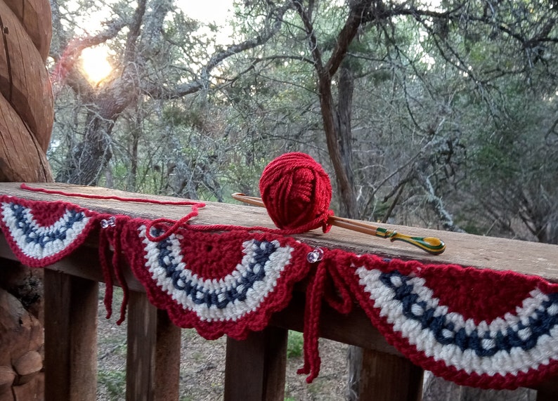 Tiny Americana Bunting Crochet US Flag Bunting Crochet PATTERN Listing for American Flag Bunting Crochet Pdf Pattern pattern only image 1