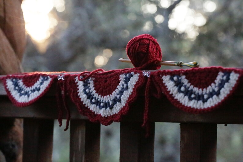 Tiny Americana Bunting Crochet US Flag Bunting Crochet PATTERN Listing for American Flag Bunting Crochet Pdf Pattern pattern only image 5