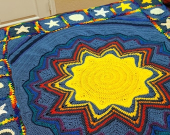 Liz's Universe Blanket Custom Crochet Sun Moon Throw Afghan