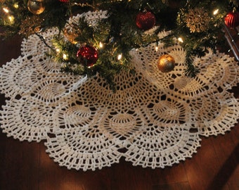 Large & Medium Cranberry Pineapple Crochet Christmas Tree Skirt Patterns, **2 PDF Pattern Bundle**DOWNLOAD ONLY**