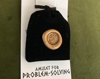 Problem-Solving Amulet with Eucalyptus, Pyrite, Amethyst, Mugwort, Lavender bag Talisman Charm Untangle, Find Solutions