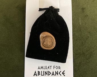 Abundance Amulet with Crescent Moon, Fish, Allspice, Mugwort, Lavender bag Talisman Charm to draw & bring Bounty